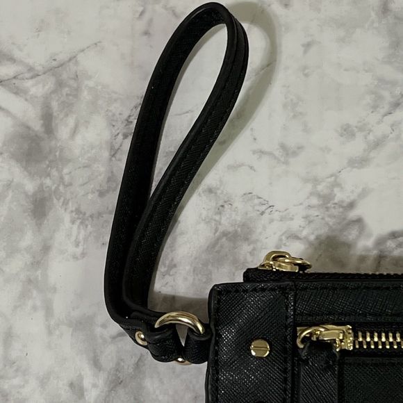 Calvin Klein Leather Studded Clutch Wristlet Handbag Black Gold Lined H3GG11WA - Picture 11 of 17